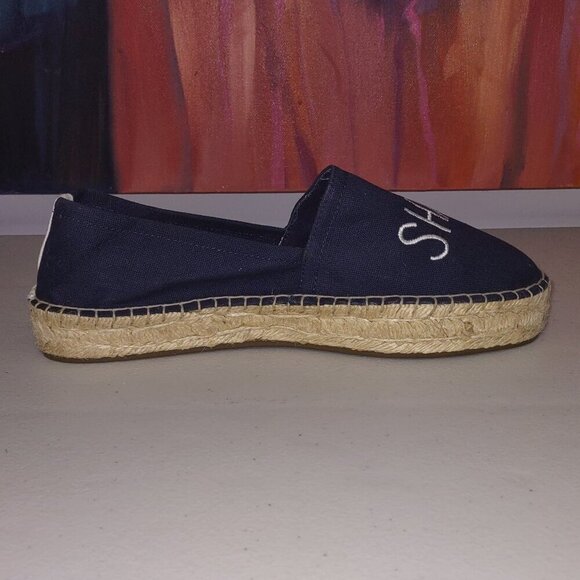 Aerie Navy Canvas Espadrilles Slip-On Flats Super Shady 100% Cotton Size 8 NWOT - Picture 6 of 9